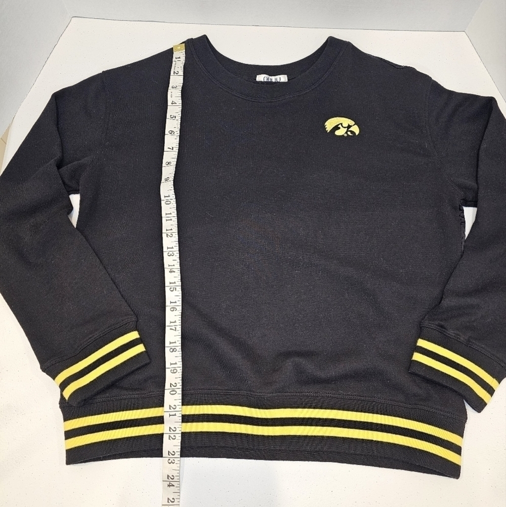 NUYU Hawkeyes Sweatshirt Women's Size Medium Black Embroidered Collage Mesh - Picture 5 of 9